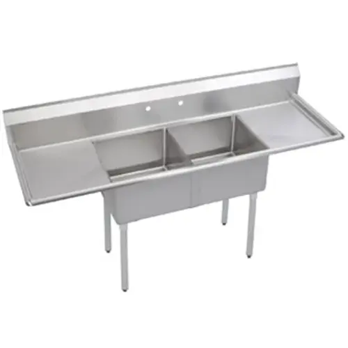 Universal LJ1414-2RL - 56" Two Compartment Sink W/ Two Drainboards