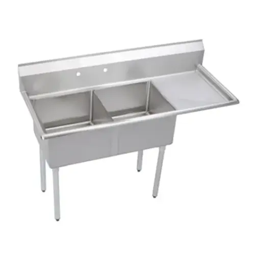 Universal LJ2424-2R - 75" Two Compartment Sink W/ Right Drainboard