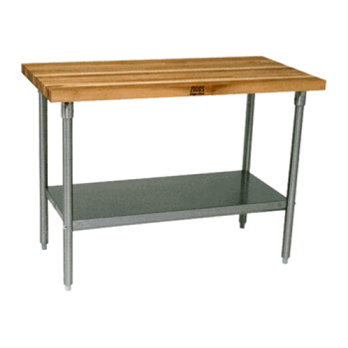 John Boos HNS20A - 108" X 36" Butcher Block Work Table W/ Galvanized Undershelf