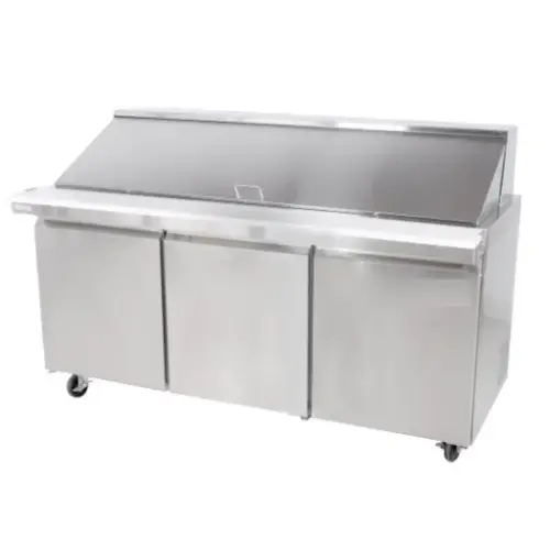 Universal USPT72 72” Mega Top Three Door Sandwich Prep Table Refrigerator